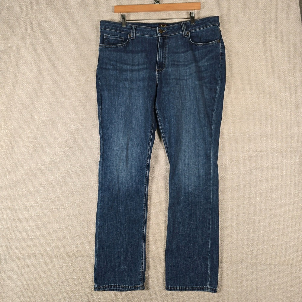 Lee Womens 18 Long Dark Wash Straight Leg Jeans Blue Smarter Fit 10352209‎